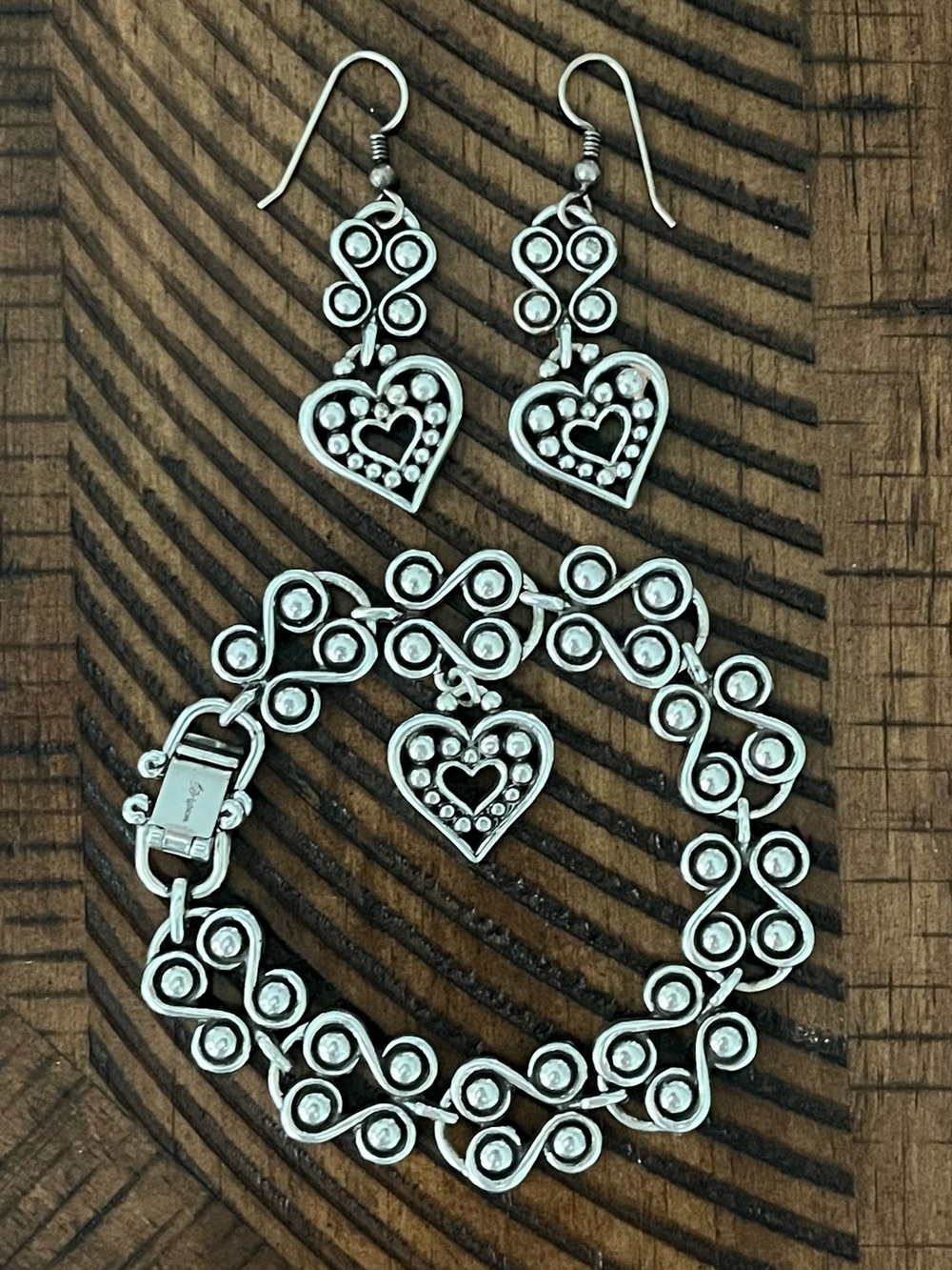Brighton Taos Heart Set Bracelet with Heart Charm & Taos Heart Dangle Earrings